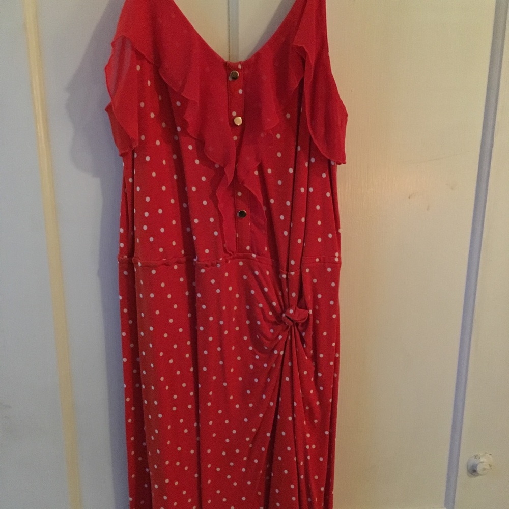 Red mid length summer dress